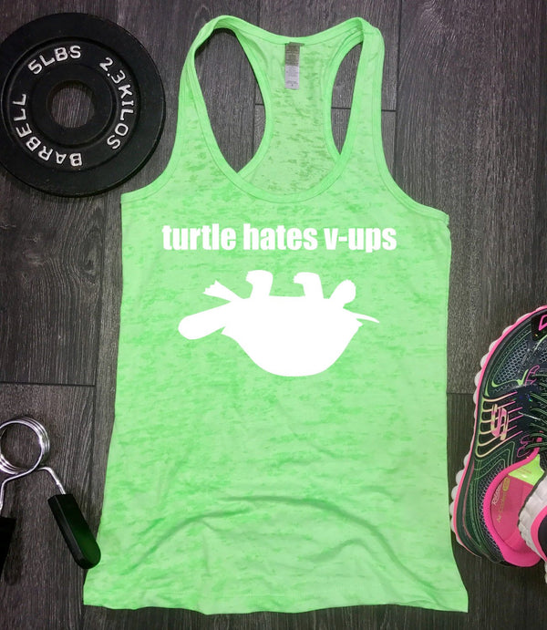 turtle hates v-ups gym tank, funny workout tank, funny gym tank, workout clothing, workout clothes, gym tank top, workout tank top, fitness