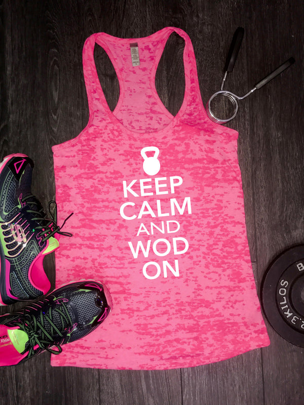 Keep Calm and WOD On Women's Burnout Racerback Tank