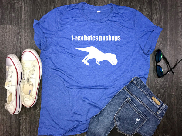 trex hates pushups womens workout shirt, trex hates, womens trex shirt, t-rex, best workout shirts, funny workout shirt, workout shirt funny