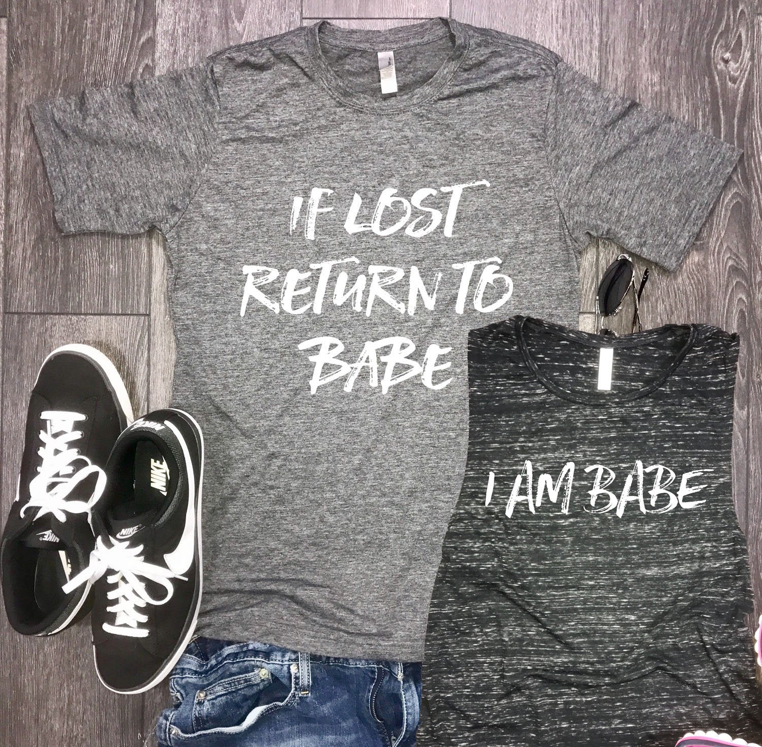 funny couples gift, matching couples shirts, funny couples shirts, couples  shirts, couples, I am babe tank, if lost return to babe